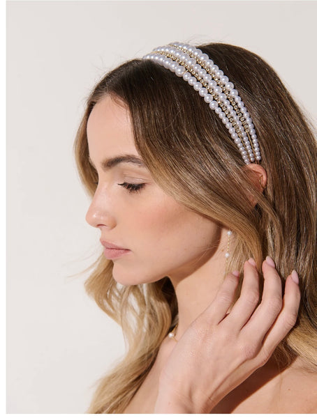 Lily Head Band - Pearl White