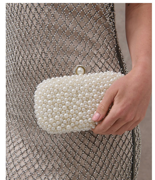 Riley Clutch Pearl - White