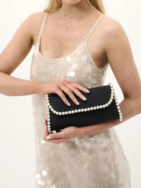 Annette Pearl Clutch - Black