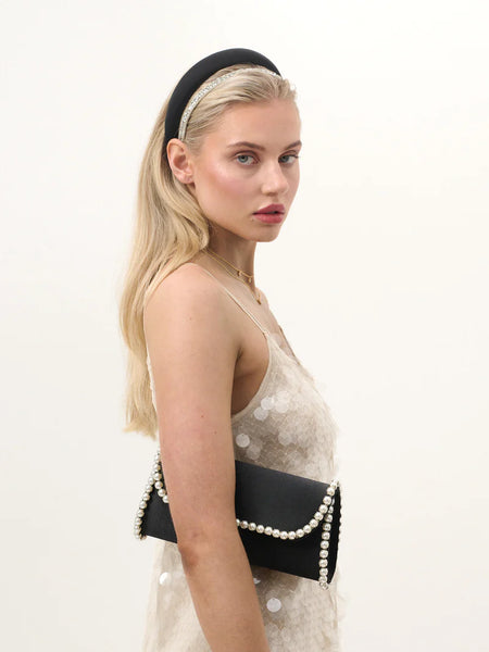 Annette Pearl Clutch - Black