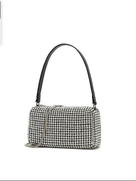 Willow Diamante Gemstone Purse Bag - Black/Silver