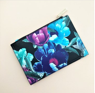 Floral Clutch - Teal/Black