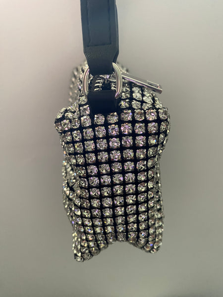Willow Diamante Gemstone Purse Bag - Black/Silver